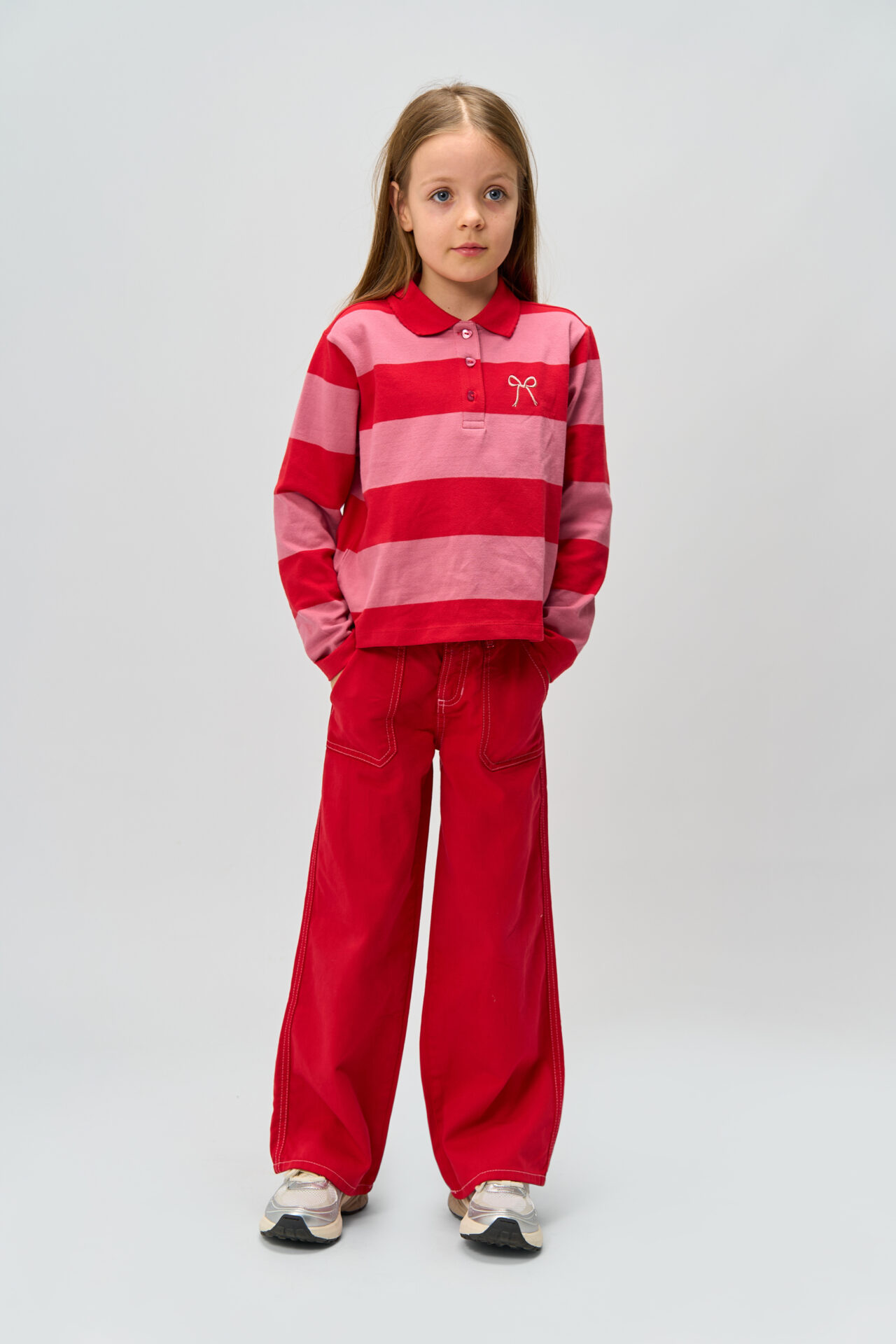 Girls vibrant red cotton pants - The New