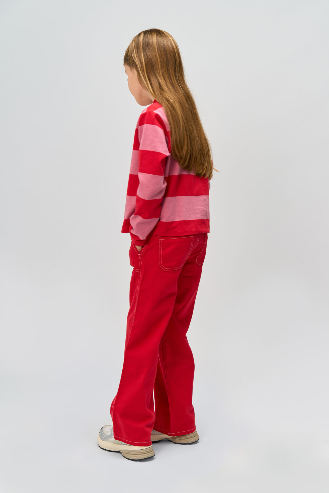 Girls vibrant red cotton pants - The New