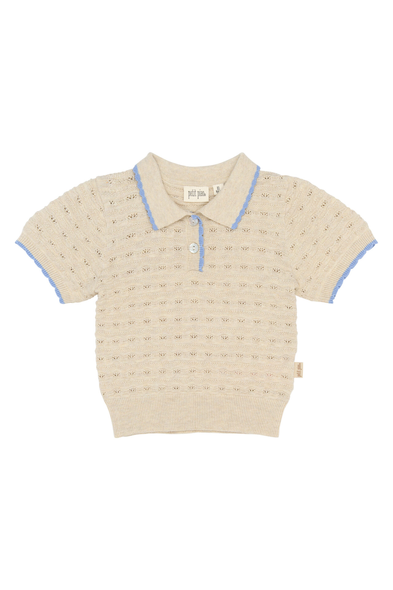 Girls Beige Pointelle Knit Polo - The New