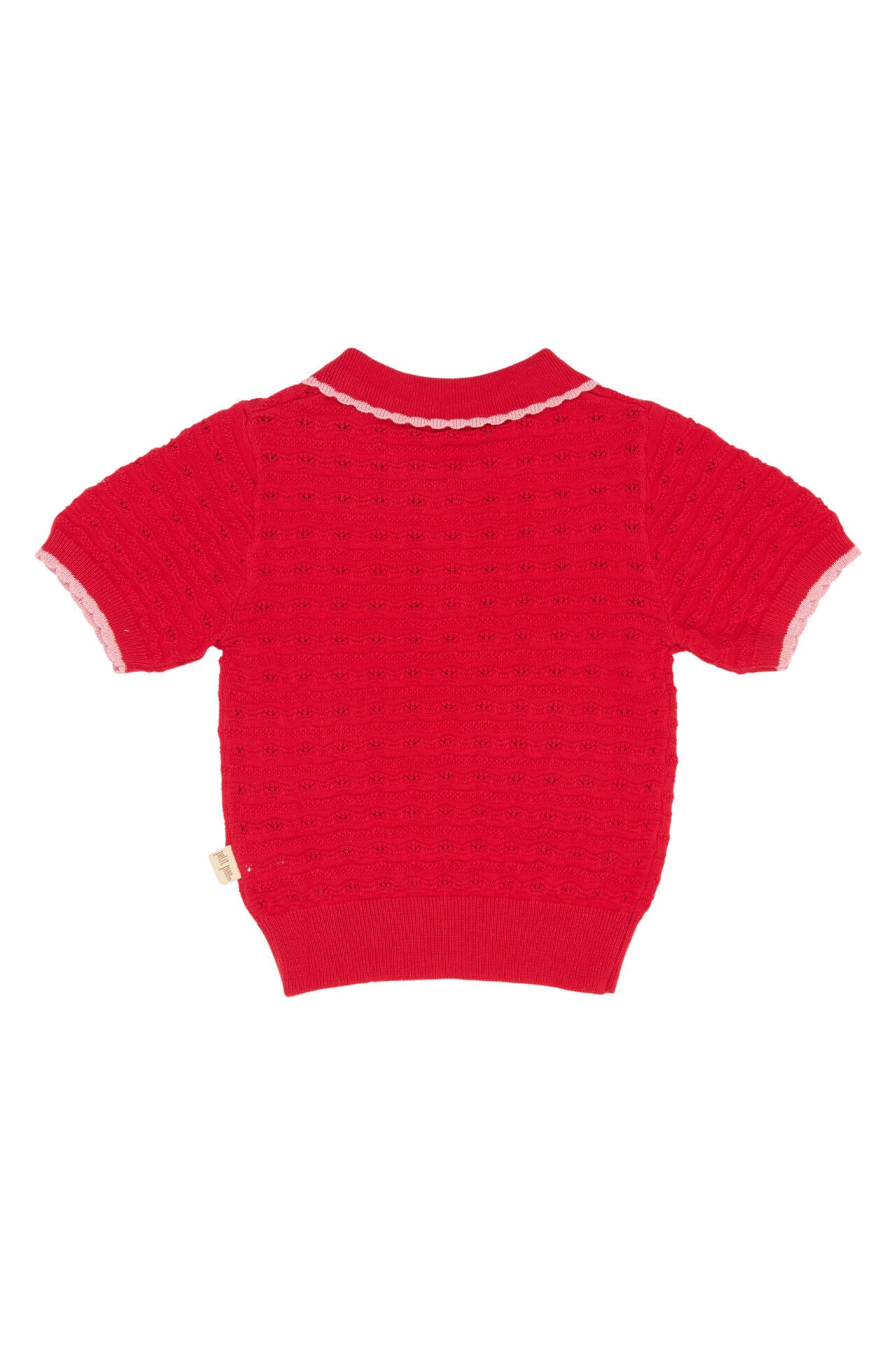 Girls Red Pointelle Knit Polo - The New