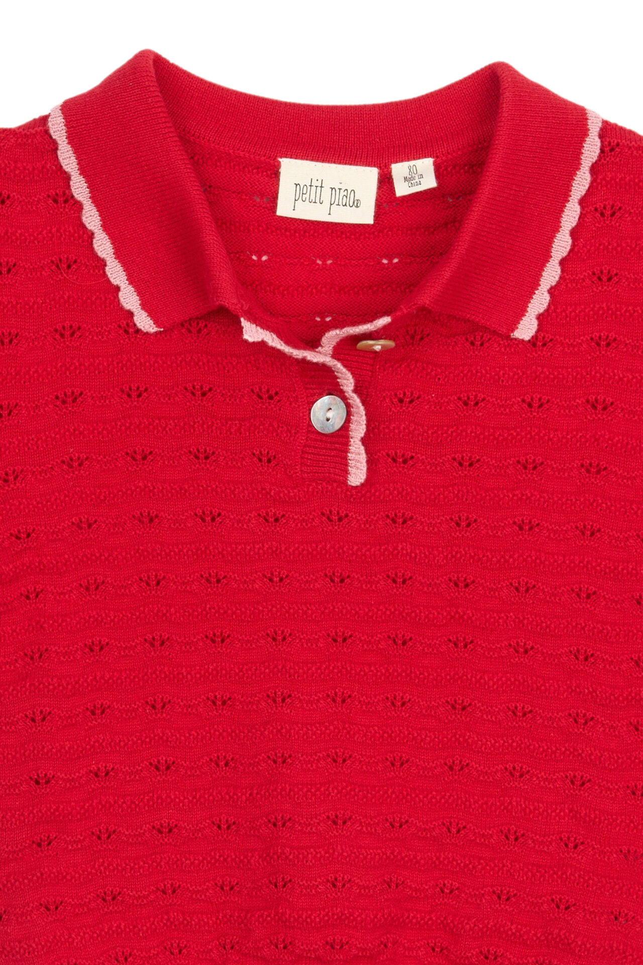 Girls Red Pointelle Knit Polo - The New